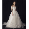 Factory Wholesale Classic Bridal Wedding Dress with V-Neck, off-Shoulder and A-Line Style